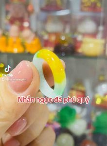 Nhẫn đá cẩm thạch đá 3 màu phú quý