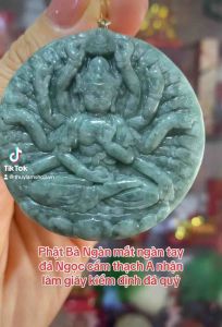 Mặt dây chuyền Phật Bà ngàn mắt ngàn tay đá ngọc cẩm thạch A