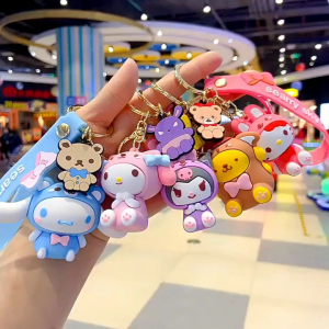 Set Gantungan Kunci Mobil Motor KeyChain Liontin Tas motif Kartun Melody Kuromi Hadiah Pasangan