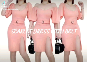 SCARLET DRESS with belt/NEW/FREE SIZE