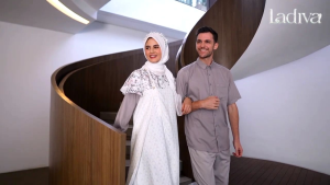Ethica Sarimbit Ladiva Bow Grey Baju Muslim Set Keluarga