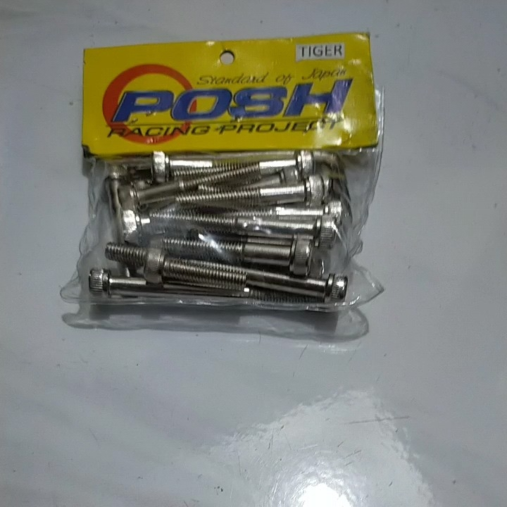 Baut Blok Mesin Tiger, Stainles full Set, plus kunci LPosh