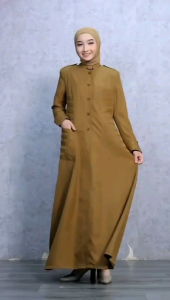 Pilihan Gamis Pemda Wanita Terbaru Coklat Tua