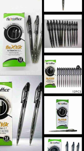 Flextok Black Ink 0.7 Tip Retractable Ball Point Pen Easy & Smooth Writing Low Viscosity Ink Pens 12 Pack
