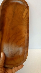 Piring Kayu Jati Asli Model Oval Ukuran 32x14cm