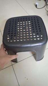 MULTI-PURPOSE BLACK PLASTIC STOOL WITH PERFORATED SEAT – STRONG & DURABLE LIGHTWEIGHT STOOL FOR HOME BATHROOM KITCHEN GARDEN OFFICE & BALCONY – EASY TO CLEAN 11