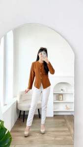 Eurigo - Carmen Top Atasan Lengan Panjang Hijab Friendly Blouse / Blazer Wanita Korean Style / Atasan Wanita Trendy Casual Basic Ailee