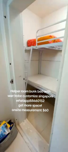 Bunk bed with wardrobe customize for helper room singapore/store room/bobm shelter/unity/smaller room/study room/kids room