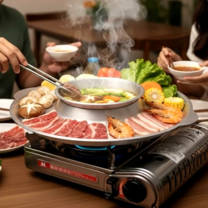 กระทะปิ้งย่างต้มชาบู 2in1 วางได้กับเตาถ่าน เตาแก๊ส คลิกเพื่อเลือกชนิดและวันที่สั่ง