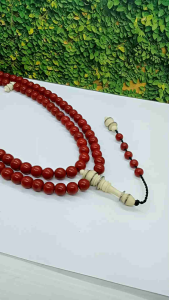 Tasbih Batu Marjan Merah Kombinasi Tulang Sapi D78