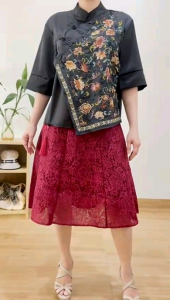 Blouse Wrap Imlek CnY: Bunga Bordir Etnis & Pakaian Wanita Imlek
