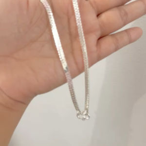 เงินแท้ 925/ สร้อยคอเงินแท้ ลายท้องปลิงแบน 4 มิล ยาว 16 นิ้ว | NS4M7