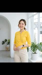 เสื้อพื้นเมืองผู้หญิง ผูกข้างปักลายเส้นโชว์