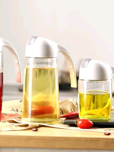 ESA Wadah Oil Pot 630ml Botol Kaca Tempat Penyimpanan Minyak Tutup Otomatis Anti Tumpah