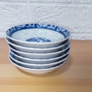 SET FOR 6 PIECES CERAMIC ORIENTAL BLUES SOY DISH SIZE 4 INCHES / SAUCER
