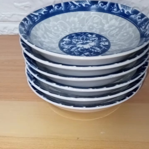 SET FOR 6 PIECES CERAMIC ORIENTAL BLUES SOY DISH / SAUCER / SIZE 4 INCHES