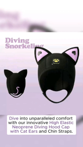 High Elastic Neoprene Diving Hood Cap with Cat Ears and Chin Straps - Waterproof and Durable 3mm