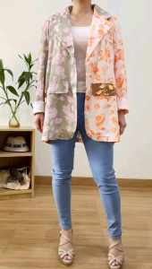●ECLAIRE● 003 Blazer Lengan Panjang Longsleeves Patchwork Flower Floral Bunga Kasual Korea Casual Mode Import 31120