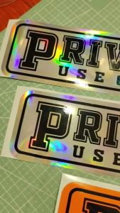 PRIVATE USE ONLY2 tone color WATERPROOF Cut Out Vinyl Car Sticker size: 3x10inches