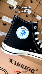 Sepatu Sekolah Warrior Sparta Hitam Putih High