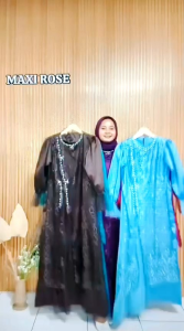 Gamis dress wanita muslim brokat mutiara model terbaru muslim pesta kondangan Rose maxi dewasa