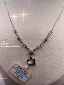 💞100% Authentic Brand New Set "A" grade Burmese "MULTI-PURPOSE NECKLACE" 万能链 S925 sterling silver zirconia frame Jadeite beads masters hands crafted designed high translucency dual-colours sunny green and opaque beads super clear and clean Jadeite