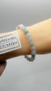 💘100% Authentic Brand New Set "A" grade Burmese jade bracelet lovely tri-colours beads unique combination green-blue-lavander very high translucency icy appearances clean and clear beads lustrous surface 95%> perfection rare collectable item