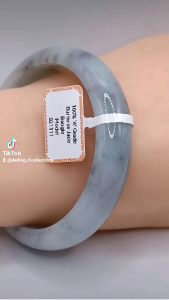 ❤️ "A" Grade Size "D59.7mm" Elegant Burmese Jade Bangle  ❤️ Season Offer New Arrival  ❤️100% brand new "A" grade Burmese jade bangle jelly moonlight white grey base Green flacks beautiful exquisite youthful bright lustrous surface natural jade stone