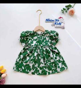 (4-28kg) Đầm Váy Hoa Xanh Tay Ngắn NHÍM XÙ KIDS Cho Bé Gái Sơ Sinh Đầy Tháng - 8 Tuổi V101