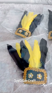 aksesoris tangan/kaki bulu hitam&kuning