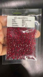 เพชร คริสตัล แก้ว พลอย สี สีแดง ทรงกลม 4.00 มม (100 เม็ด) SIAM RED RUBY BRILLIANT DIAMOND ROUND SHAPE