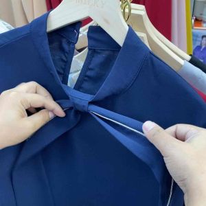 เสื้อผ้าชีฟองฤดูใบไม้ร่วงหญิงใหม่อําพรางพุงผ้าไหมชาตินคลุมศรีษะเสื้อเชิ้ต New Fashion เสื้อยาว