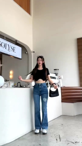 กางเกงยีนส์ทรงขาม้า ผ้ายืด เอวสูง งานPunny Jeans ไซต์s-5xl