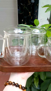 Ly thủy tinh có nắp + lọc trà pha trà hoa cúc trà hoa các loại LX020+LT35+ LT45