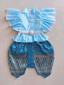 ชุดเสื้อปีกหงส์ลายฉลุ โจงกระเบนผ้าทอปักดิ้นทอง กระบวนการน่ารักสวยหรูมากแม่ ชุดไทย นางหงส์