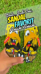 Sandal Lucu Sancu Jepit Anak dan Remaja Laki Laki Perempuan Karakter Cheese Kid Spongebob