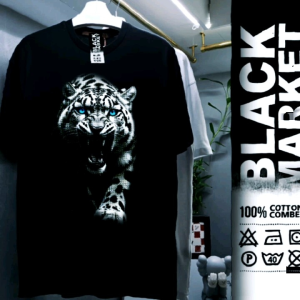 Kaos Hitam Karakter Desain Visual Art Hewan Pria Wanita dewasa Remaja Aksesoris Fasion Outfit Pakaian Baju Hitam Katun Combed 24S Distro Gaul Keren