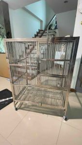 กรงนก บ้านนก สแตนเลส แถมคอนลับเล็บ2อัน Stainless steel Bird cage M 94x64x120cm.