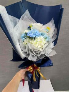 ช่อดอกไม้ปลอมสีฟ้าขาวไซส์ L (L3)