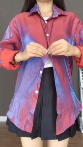 LEONNA - AYANA KEMEJA SATIN GLOSSY WANITA KASUAL KOREAN STYLE