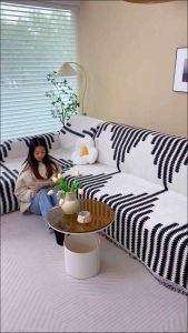 MB SWEET HOME [ READY STOCK] FREESHIPPING 1/2/3/4 seater sofa / sarung sofa / Sofa Covers for Sectional Sofa Set Boho Couch Cover for Dogs Khaki Throw Couch Cover with Tassel Loveseat Covers Futon Cover L Shaped Cover Washable Chenille Couch Protector 沙发布