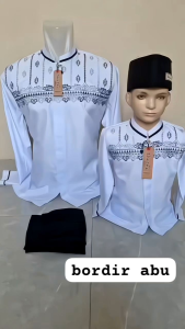 Shazfa - Koko Putih Lengan Panjang Ayah dan Anak Motif Bordir Model Tarbaru 2026