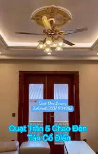 (Lõi Đồng 100%)Quạt Trần Đèn Chùm Cao CấpĐiều Khiển 6 Tốc Độ GióĐảo ChiềuHẹn Giờ.Trang Trí KháchNhà Hàng.