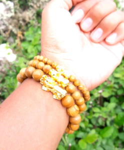 Gelang Manik Manik Jasper Motif Kayu Batu Akik Bracellet Pixiu Emas