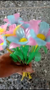 bunga plastik dari sedotan prakarya isi 5 tangkai bunga
