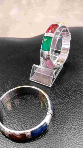 กำไลพลอยนพเก้า ขนาด 15 มิล เงินแท้ 92.5% ชุบทองคำขาว