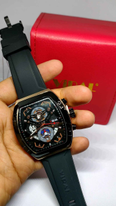 jam tangan karet pria brand VIRAL model sporty tali karet crono/stopwatch aktif bahan stainless steel dan tahan air