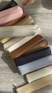 Leather pencil case minimalist soft neutral colors muji style apple pencil stylus protective cover