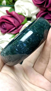 High Grade Moss Agate Stone bangle 60mm 高货多彩水草玛瑙带玉化透体超美意境水草手镯 60mm