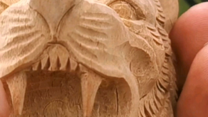 Kalung Kayu Kaboa Asli Sancang Motip Singa Buhun